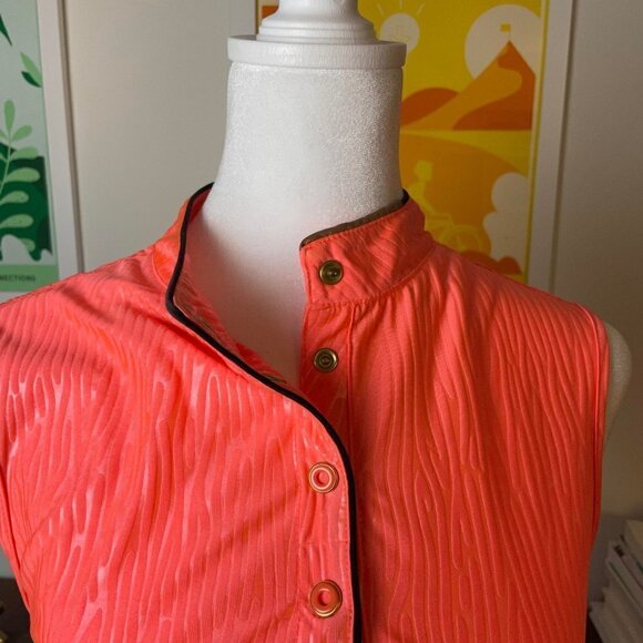 ~RARE ~ JAMIE SADOCK Orange Pink Mock Neck Golf Tennis Polo Halter top - Picture 5 of 10